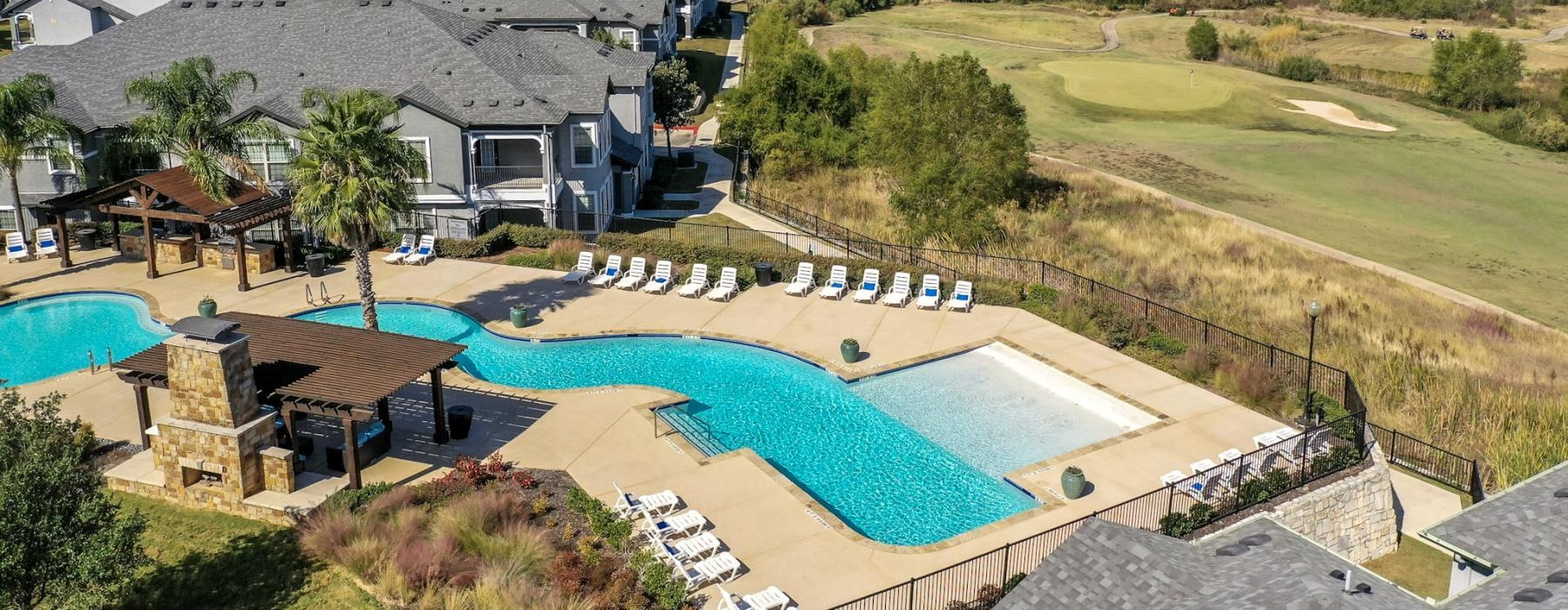 a swimming pool in a backyard